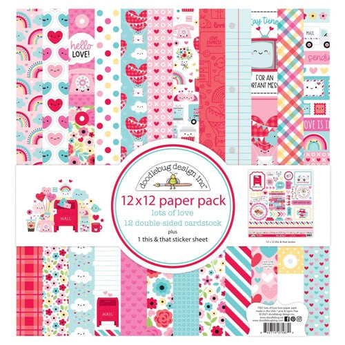 Simon Says Stamp! Doodlebug LOTS OF LOVE 12x12 Inch Paper Pack 7587