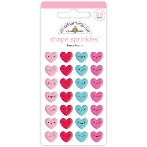Simon Says Stamp! Doodlebug HAPPY HEARTS Shape Sprinkles Adhesive Enamel Shapes 7550