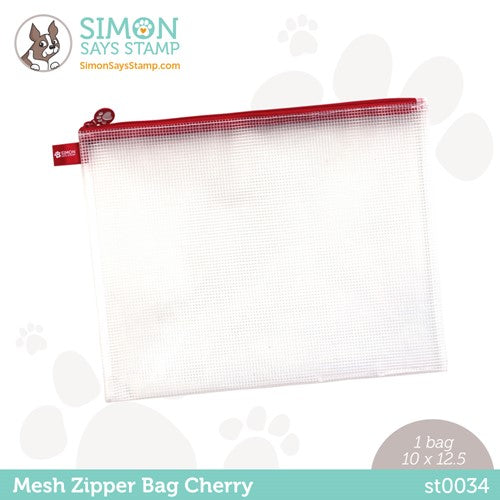 Simon Says Stamp! Simon Says Stamp CHERRY Red MESH ZIPPER BAG st0034