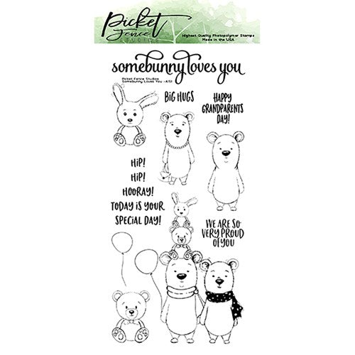Simon Says Stamp! Picket Fence Studios SOMEBUNNY LOVES YOU Clear Stamps a151*