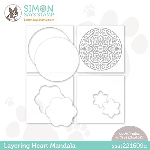 Simon Says Stamp! Simon Says Stamp Stencils LAYERING HEART MANDALA ssst221609c