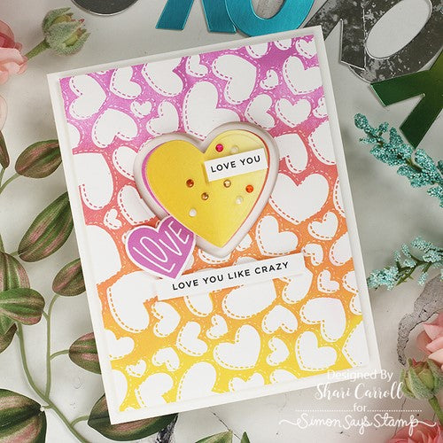 Simon Says Stamp! Simon Says Cling Stamps TOSSED HEARTS sss102444