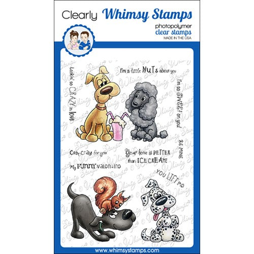 Simon Says Stamp! Whimsy Stamps DOGGIE VALENTINES FRIENDS Clear Stamps C1384