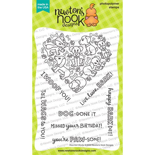 Simon Says Stamp! Newton's Nook Designs HEARTFELT WOOFS Clear Stamps NN2201S05