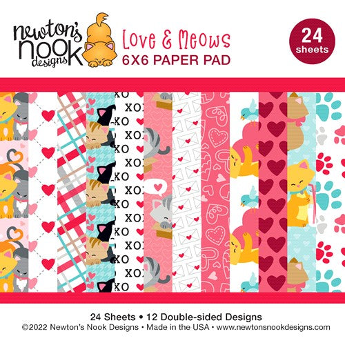 Simon Says Stamp! Newton's Nook Designs LOVE AND MEOWS 6 x 6 inch Paper Pad NN2201P01
