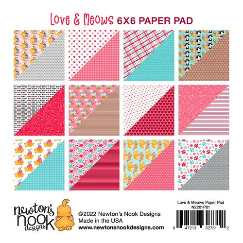 Simon Says Stamp! Newton's Nook Designs LOVE AND MEOWS 6 x 6 inch Paper Pad NN2201P01