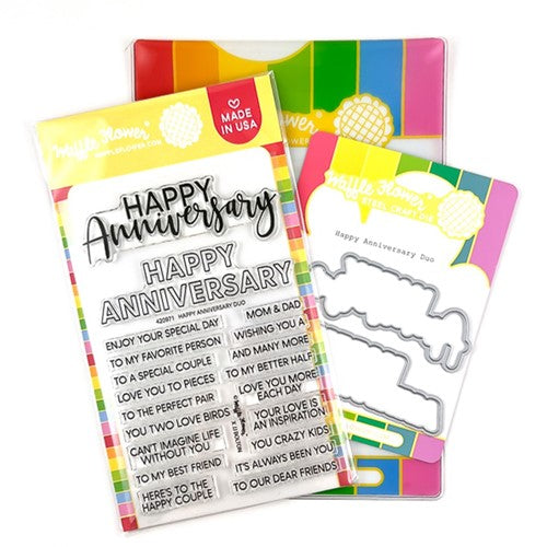 Simon Says Stamp! Waffle Flower HAPPY ANNIVERSARY DUO Clear Stamps and Die Combo WFC971