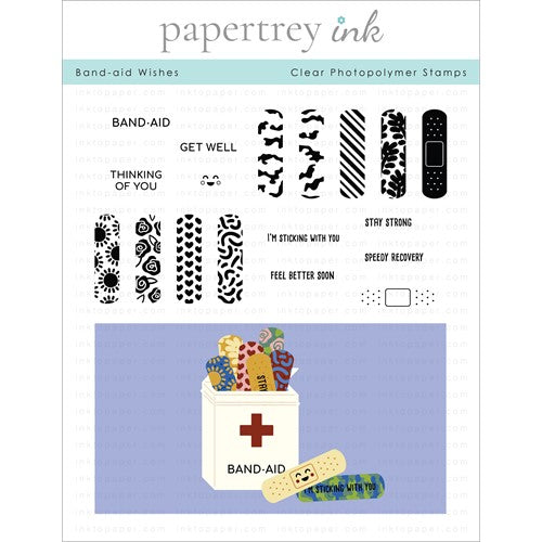 Simon Says Stamp! Papertrey Ink BAND AID WISHES Clear Stamps 1364