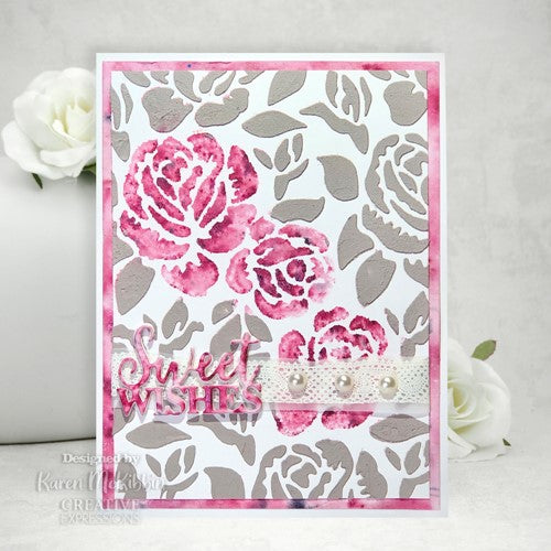 Simon Says Stamp! Creative Expressions ROSES IN TEA GARDEN 6x6 Stencil cest064