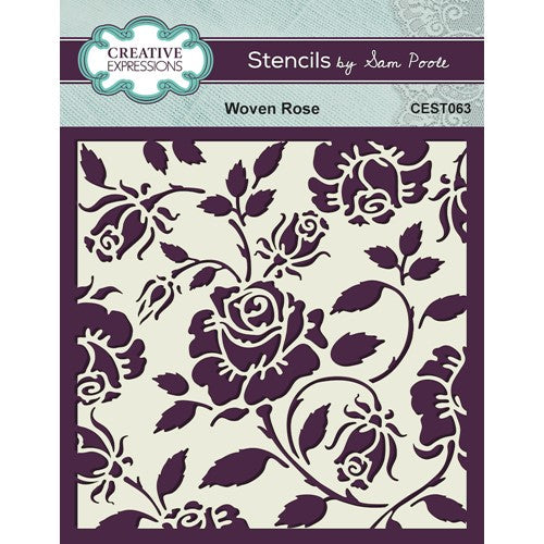 Simon Says Stamp! Creative Expressions WOVEN ROSE 6x6 Stencil cest063