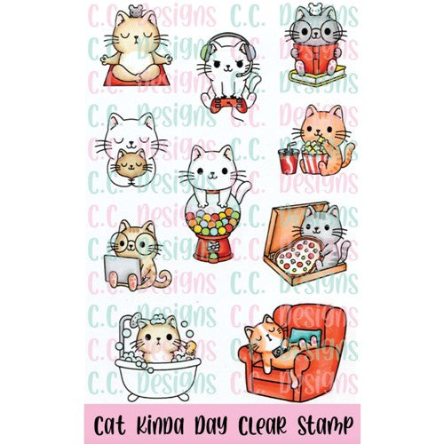 Simon Says Stamp! C.C. Designs CAT KINDA DAY Clear Stamp Set ccd0285
