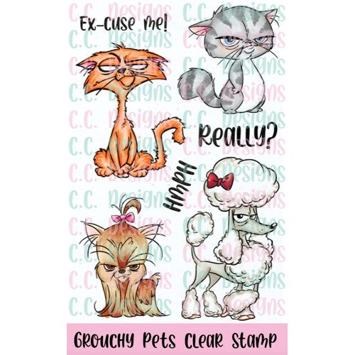 Simon Says Stamp! C.C. Designs GROUCHY PETS Clear Stamp Set ccd0287