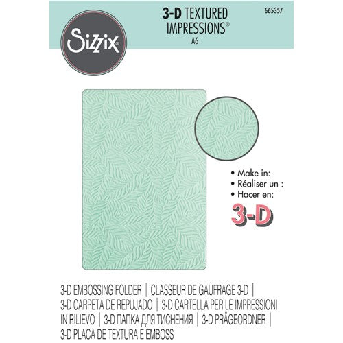 Simon Says Stamp! Sizzix Textured Impressions LEAF PATTERN 3D Embossing Folder 665357