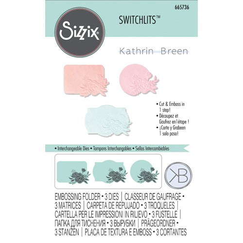 Simon Says Stamp! Sizzix FLORAL LABEL Dies and Switchlits Embossing Folder 665736*