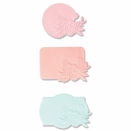 Simon Says Stamp! Sizzix FLORAL LABEL Dies and Switchlits Embossing Folder 665736*