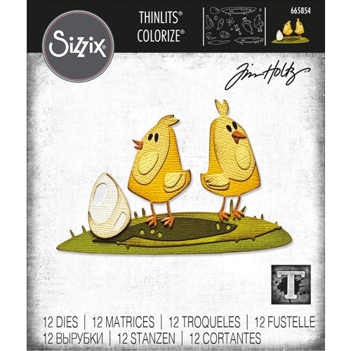 Simon Says Stamp! Tim Holtz Sizzix PAPERCUT CHICKS Colorize Thinlits Dies 665854