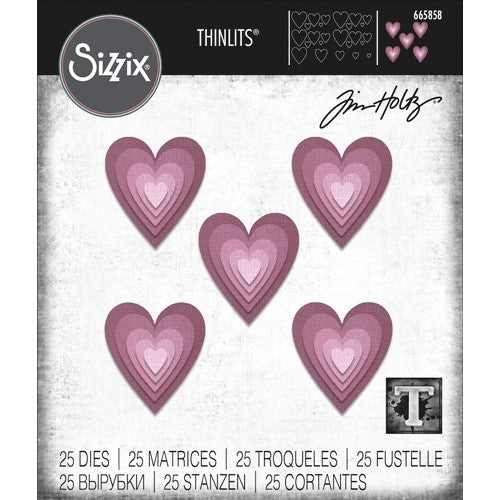 Simon Says Stamp! Tim Holtz Sizzix STACKED TILES HEARTS Thinlits Dies 665858