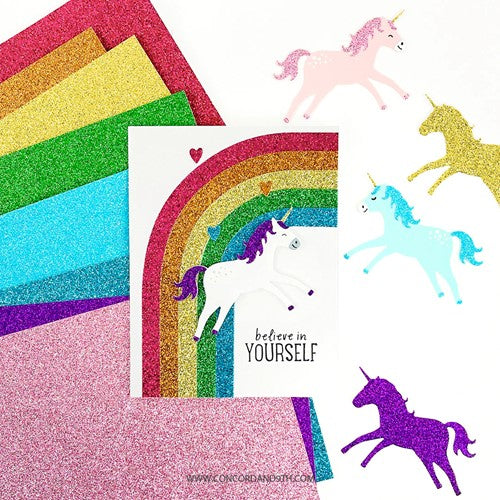 Simon Says Stamp! Concord & 9th RAINBOW GLITTER 8.5x11 Paper Pack 11323