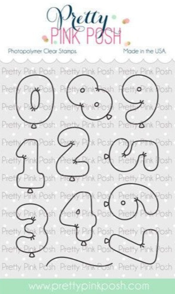 Simon Says Stamp! Pretty Pink Posh BALLOON NUMBERS Clear Stamps