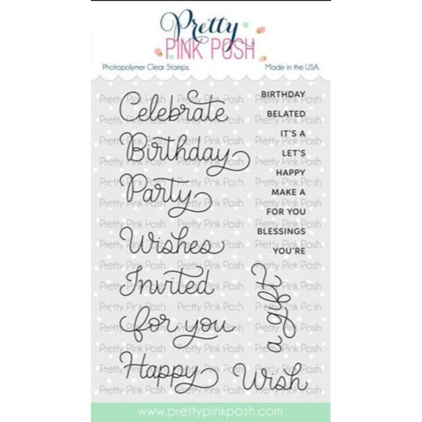 Simon Says Stamp! Pretty Pink Posh BIRTHDAY SCRIPTS Clear Stamps