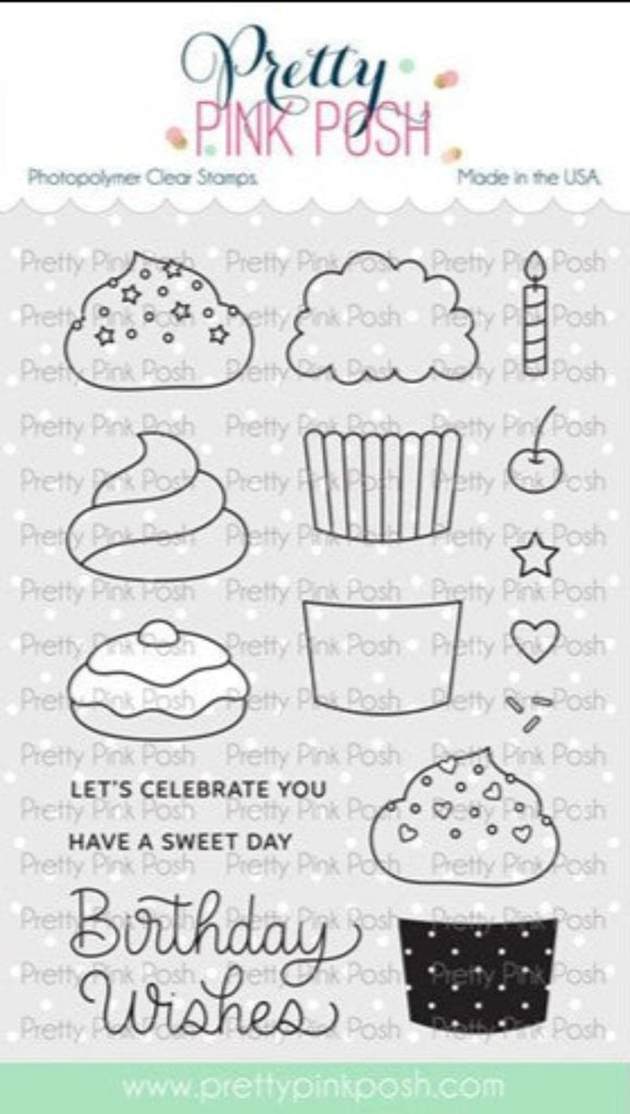 Simon Says Stamp! Pretty Pink Posh BUILD A CUPCAKE Clear Stamps