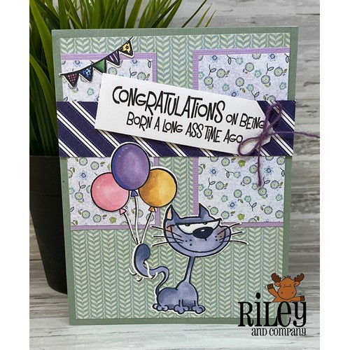 Simon Says Stamp! Riley and Company Funny Bones CONGRATULATIONS FOR BEING BORN Cling Rubber Stamp RWD-991