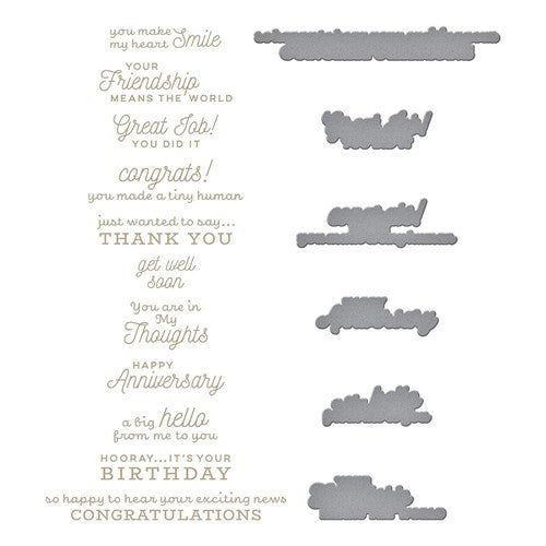 Simon Says Stamp! GLP-305 Spellbinders SENTIMENTS FOR EVERYDAY Glimmer Hot Foil Plates and Die Set