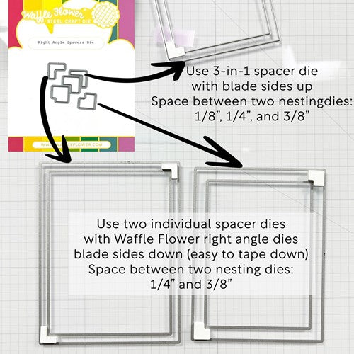 Simon Says Stamp! Waffle Flower RIGHT ANGLE SPACERS Dies 421004