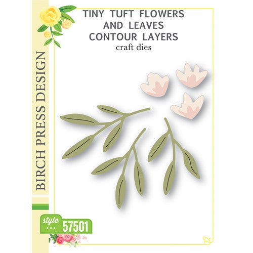 Simon Says Stamp! Birch Press Design TINY TUFT FLOWERS AND LEAVES CONTOUR LAYERS Dies 57501