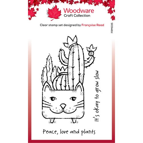 Simon Says Stamp! Woodware Craft Collection CAT PLANTER Clear Stamps frm035