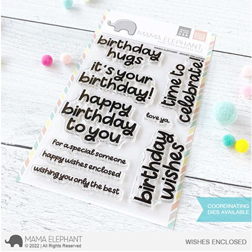 Simon Says Stamp! Mama Elephant Clear Stamps WISHES ENCLOSED