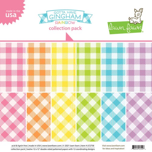 Simon Says Stamp! Lawn Fawn GOTTA HAVE GINGHAM RAINBOW 12x12 Inch Collection Pack lf2758