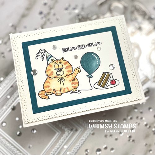 Simon Says Stamp! Whimsy Stamps ME WOW CAT BIRTHDAYS Clear Stamps C1386