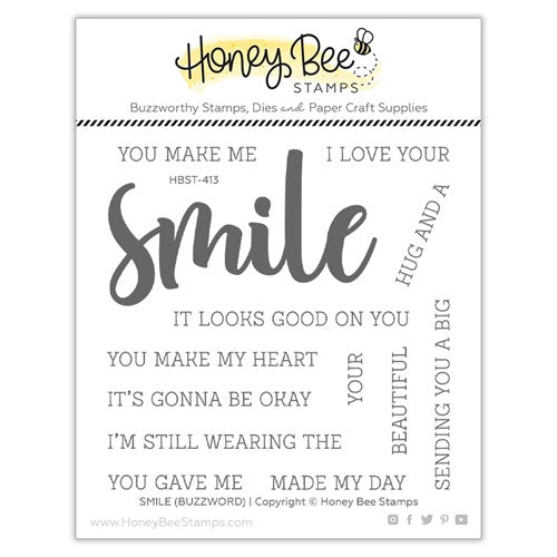 Simon Says Stamp! Honey Bee SMILE BUZZWORD Clear Stamp Set hbst-413