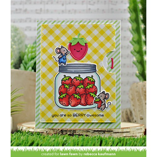 Simon Says Stamp! Lawn Fawn HOW YOU BEAN? STRAWBERRIES ADD-ON Clear Stamps lf2766