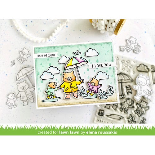 Simon Says Stamp! Lawn Fawn SET BEARY RAINY DAY Clear Stamps and Dies s2lfbrd