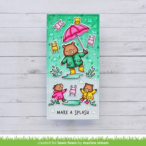Simon Says Stamp! Lawn Fawn SET BEARY RAINY DAY Clear Stamps and Dies s2lfbrd