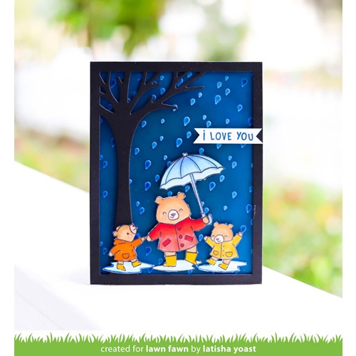 Simon Says Stamp! Lawn Fawn SET BEARY RAINY DAY Clear Stamps and Dies s2lfbrd