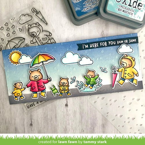 Simon Says Stamp! Lawn Fawn SET BEARY RAINY DAY Clear Stamps and Dies s2lfbrd