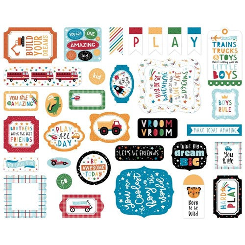 Simon Says Stamp! Echo Park PLAY ALL DAY BOY Ephemera pab269024