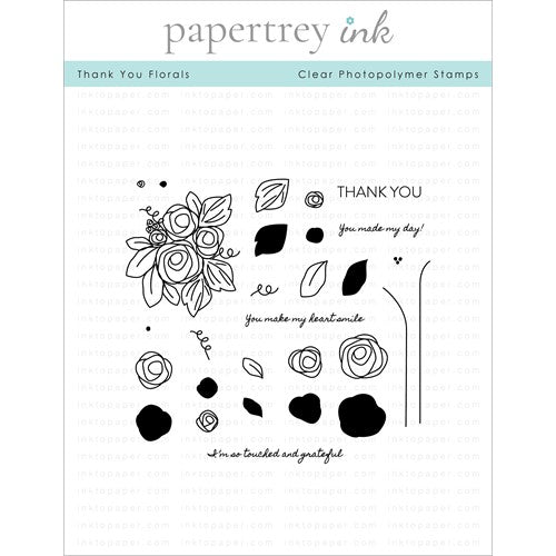 Simon Says Stamp! Papertrey Ink THANK YOU FLORALS Clear Stamps 1370