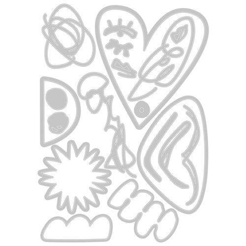 Simon Says Stamp! Tim Holtz Sizzix ABSTRACT FACES Thinlits Dies 665845