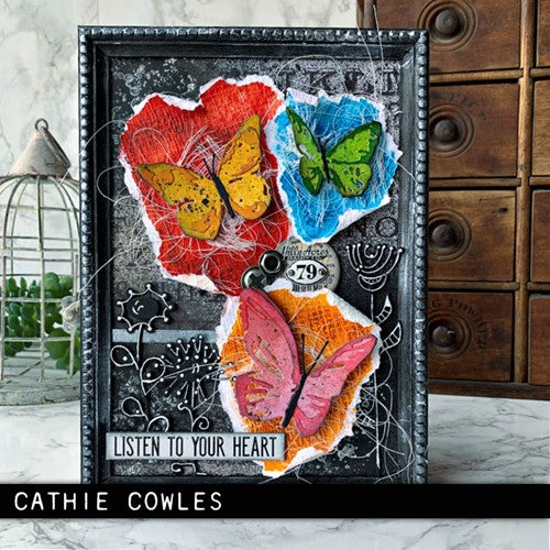Simon Says Stamp! Tim Holtz Sizzix BRUSHSTROKE BUTTERFLIES Thinlits Dies 665848