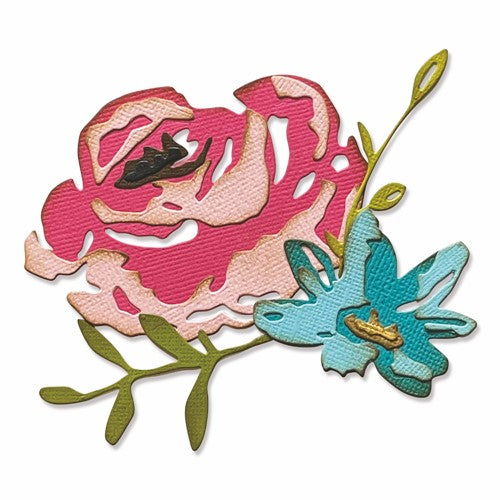 Simon Says Stamp! Tim Holtz Sizzix BRUSHSTROKE FLOWERS 4 Thinlits Dies 665849