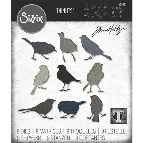 Simon Says Stamp! Tim Holtz Sizzix SILHOUETTE BIRDS Thinlits Dies 665861