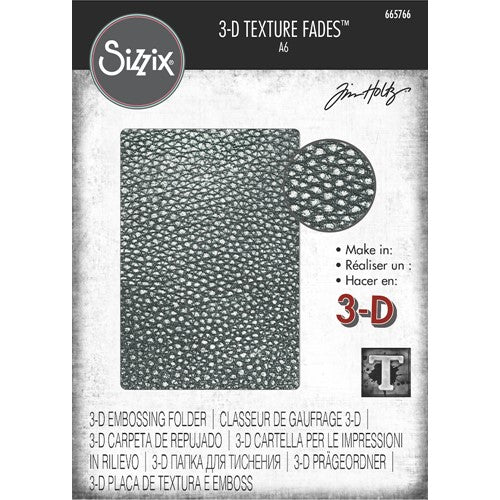 Simon Says Stamp! Tim Holtz Sizzix CRACKED LEATHER 3D Texture Fades Embossing Folder 665766