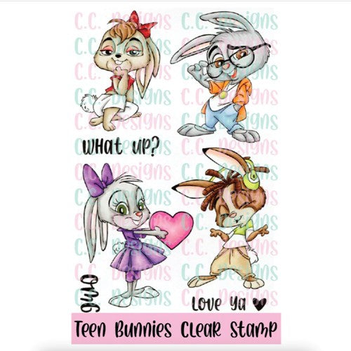 Simon Says Stamp! C.C. Designs TEEN BUNNIES Clear Stamp Set ccd0291