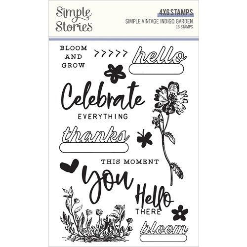 Simon Says Stamp! Simple Stories VINTAGE INDIGO GARDEN Clear Stamp Set 17120*