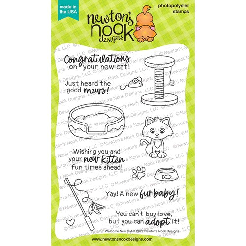 Simon Says Stamp! Newton's Nook Designs WELCOME NEW CAT Clear Stamps NN2203S03