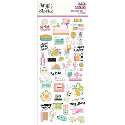Simon Says Stamp! Simple Stories LET'S GET CRAFTY Puffy Stickers 17222
